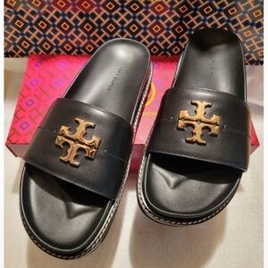 Tory Burch Everly Anatomic Lug Leather Slides